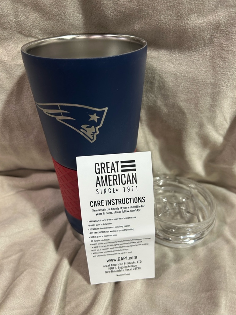 NFL Navy Blue and Red New England Patriots Travel Tumbler by Great American